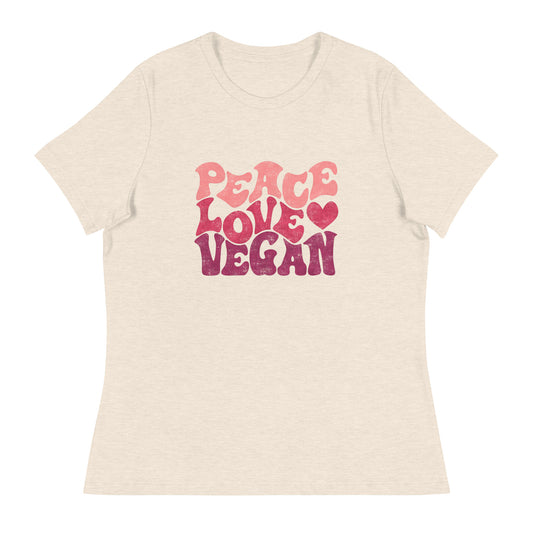 Peace, Love, Vegan Vintage Inspired Contemporary Fit Tee